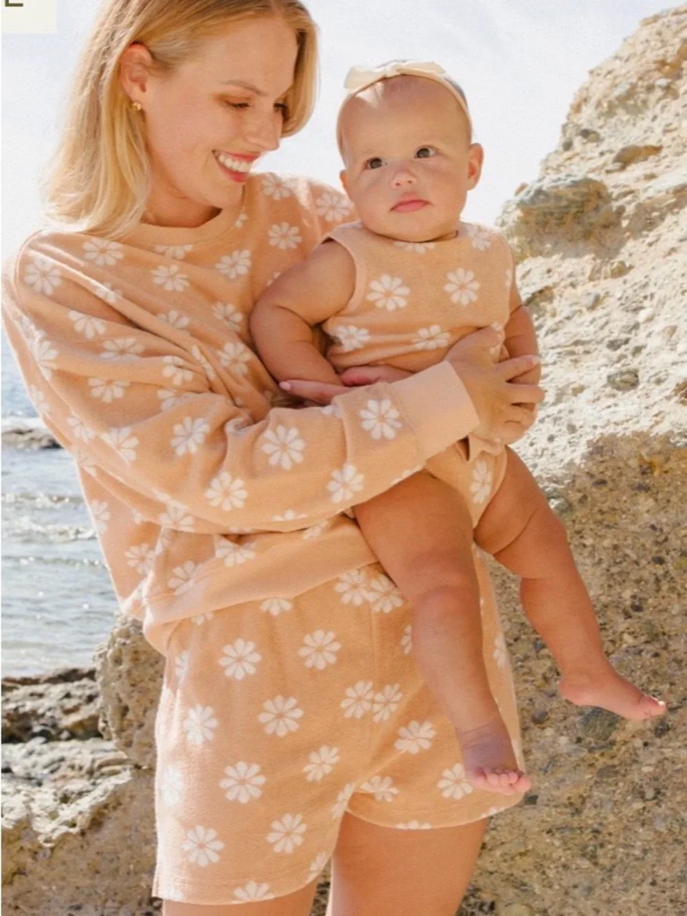 Rylee + Cru Terry Cinch Playsuit coverup in Daisy One-Piece romper 6-12M
